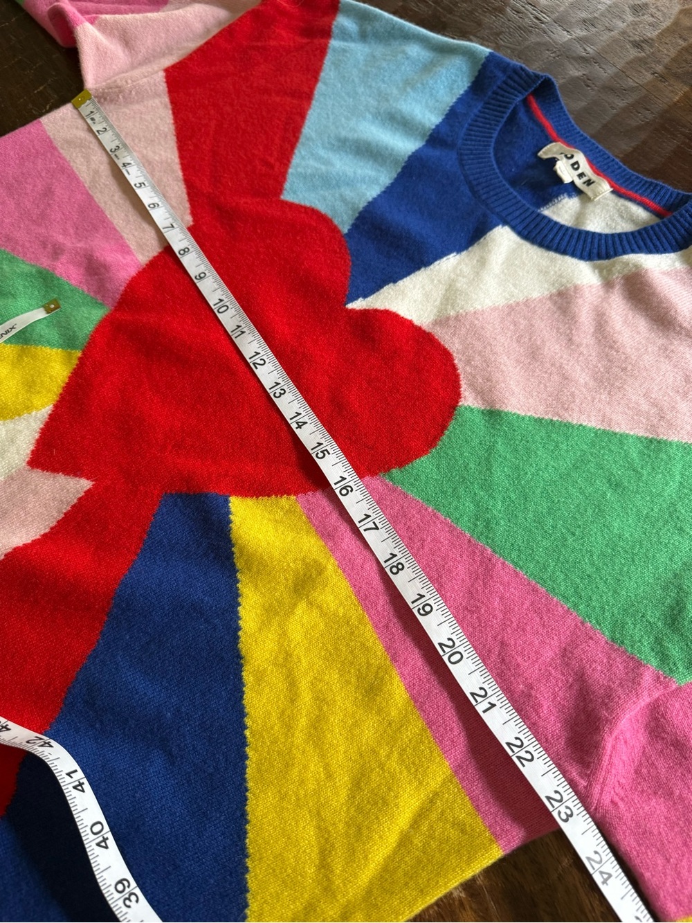 BODEN Lydia Cashmere Crewneck Sweater Jumper Heart L - Picture 7 of 8